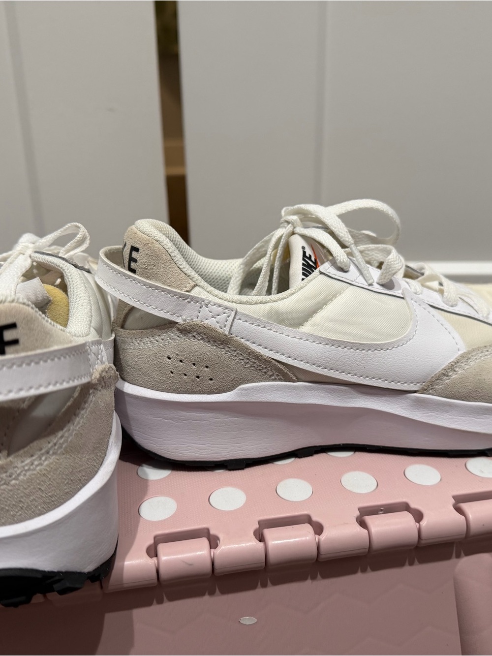 Nike Women's White and Beige Retro Runner Sneakers